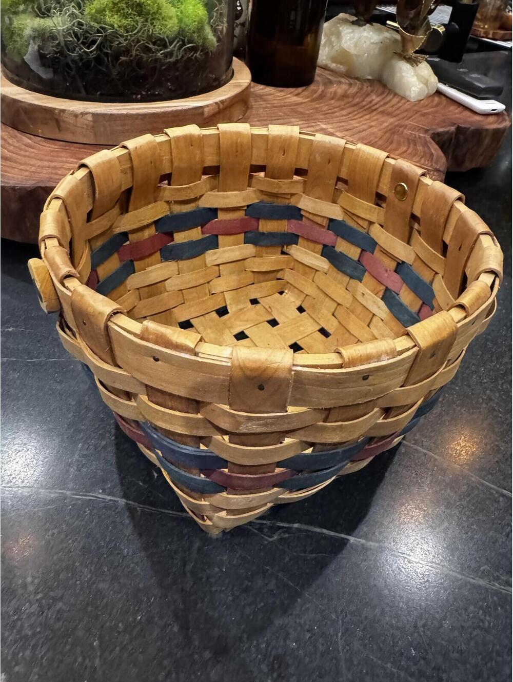 Vintage Longaberger Small Handwoven Basket with Swing Handle